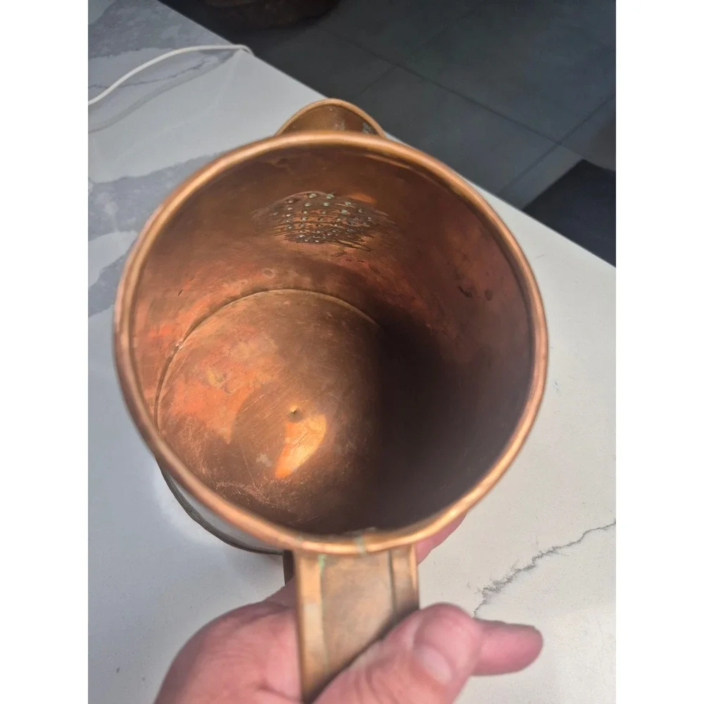 Vintage Primitive Copper Coffee‎ Pot Pitcher Rustic Farmhouse Decor 9.5 Inch